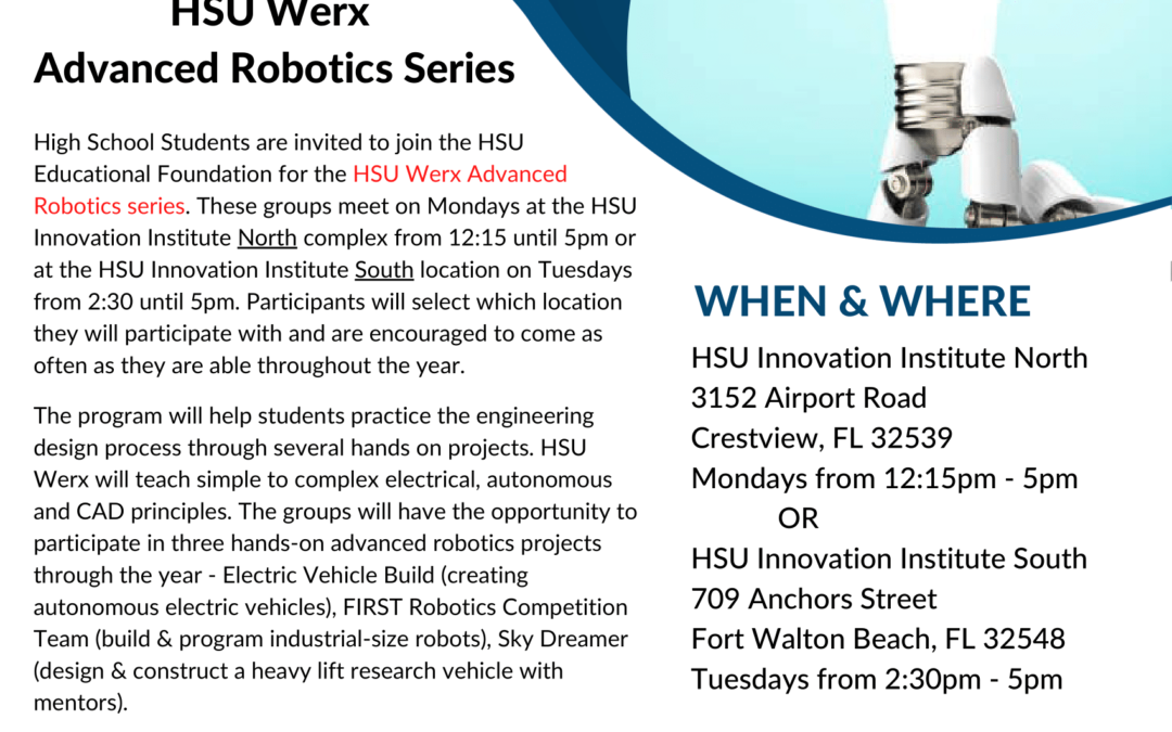 HSU WERX Advanced Robotics Series Starts October 18